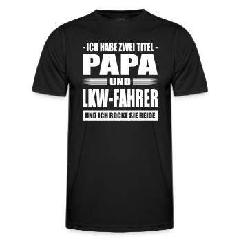 Zwei Titel Papa und LKW-Fahrer Trucker Fernfahrer - Männer Funktions-T-Shirt - Schwarz - Vorne - AI Model Male 178 dark (178cm)
