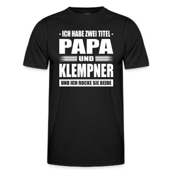 Zwei Titel Papa und Klempner Heizungsbau Rohrleger - Männer Funktions-T-Shirt - Schwarz - Vorne - AI Model Male 178 dark (178cm)