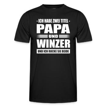 Zwei Titel Papa Und Winzer Weinbauer Weinanbauer - Männer Funktions-T-Shirt - Schwarz - Vorne - AI Model Male 178 dark (178cm)