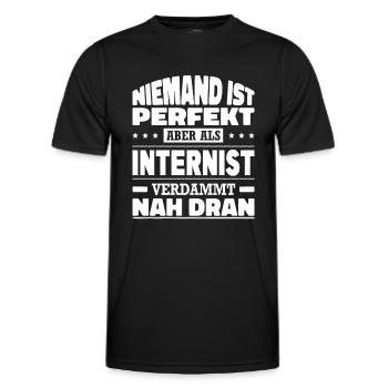 Niemand Ist Perfekt Aber Als Internist Nah Dran - Männer Funktions-T-Shirt - Schwarz - Vorne - AI Model Male 178 dark (178cm)