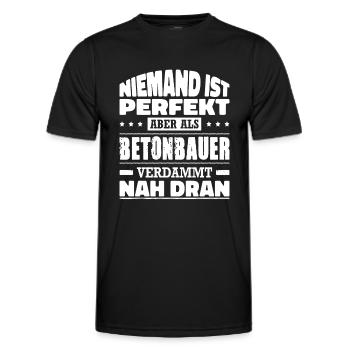 Niemand Ist Perfekt Aber Als Betonbauer Nah Dran - Männer Funktions-T-Shirt - Schwarz - Vorne - AI Model Male 178 dark (178cm)