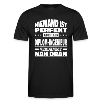 Niemand Ist Perfekt Diplom-Ingenieur Abschluss - Männer Funktions-T-Shirt - Schwarz - Vorne - AI Model Male 178 dark (178cm)