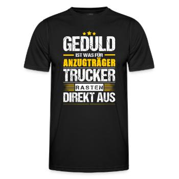 Geduld Ist Was Für Anzugträger Trucker Spruch - Männer Funktions-T-Shirt - Schwarz - Vorne - AI Model Male 178 dark (178cm)