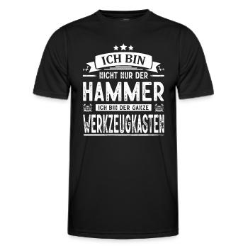 Ich Bin Nicht Nur Der Hammer Werkzeugkasten Ironie - Männer Funktions-T-Shirt - Schwarz - Vorne - AI Model Male 178 dark (178cm)