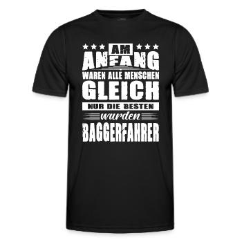 Am Anfang Waren Alle Menschen Gleich Baggerfahrer - Männer Funktions-T-Shirt - Schwarz - Vorne - AI Model Male 178 dark (178cm)