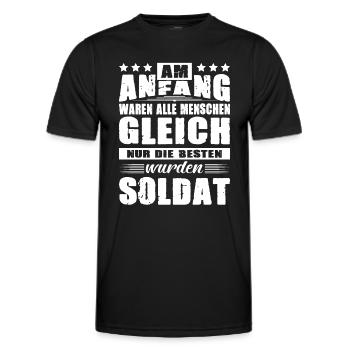 Am Anfang Waren Alle Menschen Gleich Soldat Armee - Männer Funktions-T-Shirt - Schwarz - Vorne - AI Model Male 178 dark (178cm)