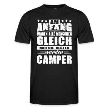 Am Anfang Waren Alle Menschen Gleich Camper - Männer Funktions-T-Shirt - Schwarz - Vorne - AI Model Male 178 dark (178cm)