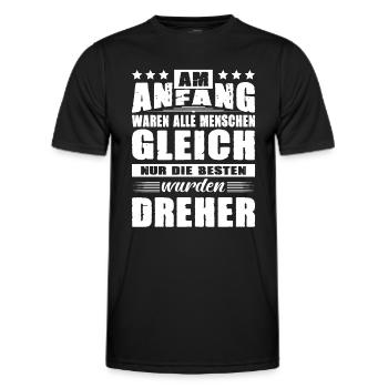 Am Anfang Waren Alle Menschen Gleich Dreher CNC - Männer Funktions-T-Shirt - Schwarz - Vorne - AI Model Male 178 dark (178cm)