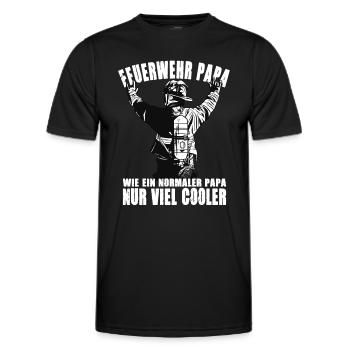 Feuerwehr Papa Wie Ein Normaler Papa Nur Cooler - Männer Funktions-T-Shirt - Schwarz - Vorne - AI Model Male 178 dark (178cm)