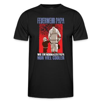 Feuerwehr Papa Wie Ein Normaler Papa Nur Cooler - Männer Funktions-T-Shirt - Schwarz - Vorne - AI Model Male 178 dark (178cm)