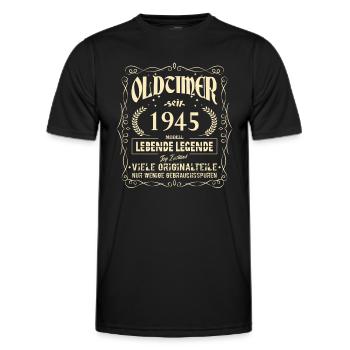 Oldtimer 1945 Geburtstag Lebende Legende Vintage - Männer Funktions-T-Shirt - Schwarz - Vorne - AI Model Male 178 dark (178cm)
