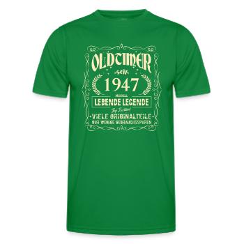 Oldtimer 1947 Geburtstag Lebende Legende Vintage - Männer Funktions-T-Shirt - Kelly Green - Vorne - AI Model Male 178 dark (178cm)