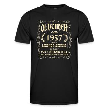 Oldtimer 1957 Geburtstag Lebende Legende Vintage - Männer Funktions-T-Shirt - Schwarz - Vorne - AI Model Male 178 dark (178cm)