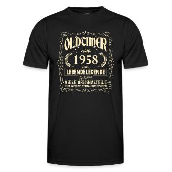 Oldtimer 1958 Geburtstag Lebende Legende Vintage - Männer Funktions-T-Shirt - Schwarz - Vorne - AI Model Male 178 dark (178cm)
