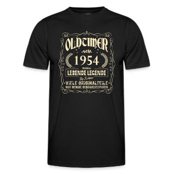 Oldtimer 1954 Geburtstag Lebende Legende Vintage - Männer Funktions-T-Shirt - Schwarz - Vorne - AI Model Male 178 dark (178cm)