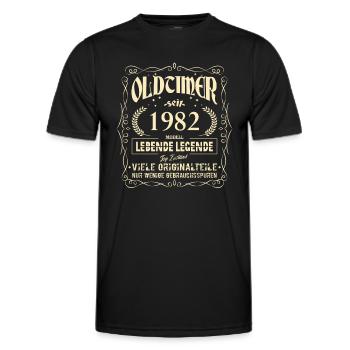 Oldtimer 1982 Geburtstag Lebende Legende Vintage - Männer Funktions-T-Shirt - Schwarz - Vorne - AI Model Male 178 dark (178cm)
