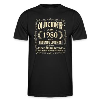 Oldtimer 1980 Geburtstag Lebende Legende Vintage - Männer Funktions-T-Shirt - Schwarz - Vorne - AI Model Male 178 dark (178cm)