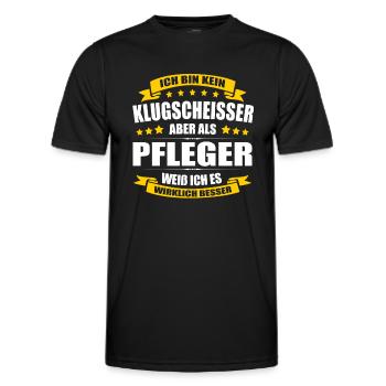 Ich Bin Kein Klugscheisser Pfleger Krankenpflege - Männer Funktions-T-Shirt - Schwarz - Vorne - AI Model Male 178 dark (178cm)