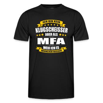 Ich Bin Kein Klugscheisser MFA Arzthelferin - Männer Funktions-T-Shirt - Schwarz - Vorne - AI Model Male 178 dark (178cm)