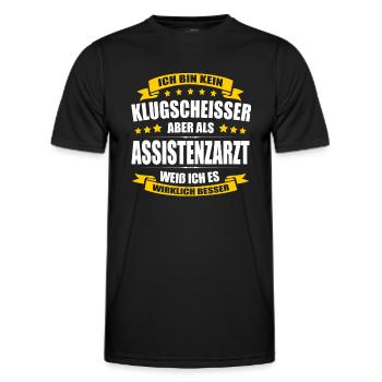 Ich Bin Kein Klugscheisser Assistenzarzt Arzt - Männer Funktions-T-Shirt - Schwarz - Vorne - AI Model Male 178 dark (178cm)