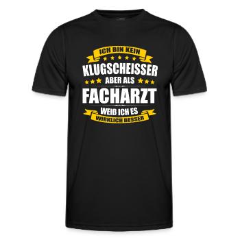 Ich Bin Kein Klugscheisser Facharzt Arzt - Männer Funktions-T-Shirt - Schwarz - Vorne - AI Model Male 178 dark (178cm)