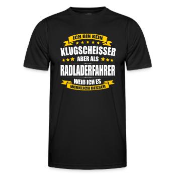 Ich Bin Kein Klugscheisser Radladerfahrer Erdbau - Männer Funktions-T-Shirt - Schwarz - Vorne - AI Model Male 178 dark (178cm)