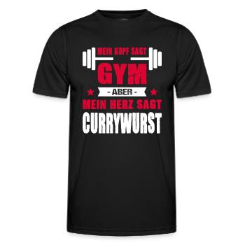 Mein Kopf Sagt Gym Aber Mein Herz Sagt Currywurst - Männer Funktions-T-Shirt - Schwarz - Vorne - AI Model Male 178 dark (178cm)