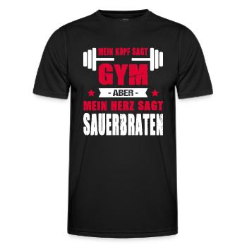 Mein Kopf Sagt Gym Aber Mein Herz Sagt Sauerbraten - Männer Funktions-T-Shirt - Schwarz - Vorne - AI Model Male 178 dark (178cm)