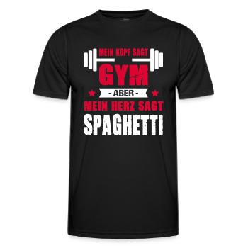 Mein Kopf Sagt Gym Aber Mein Herz Sagt Spaghetti - Männer Funktions-T-Shirt - Schwarz - Vorne - AI Model Male 178 dark (178cm)