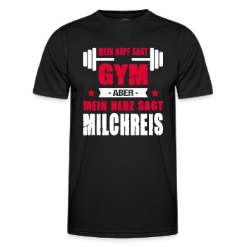 Mein Kopf Sagt Gym Aber Mein Herz Sagt Milchreis - Männer Funktions-T-Shirt - Schwarz - Vorne - AI Model Male 178 dark (178cm)