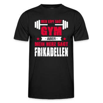 Mein Kopf Sagt Gym Aber Mein Herz Sagt Frikadellen - Männer Funktions-T-Shirt - Schwarz - Vorne - AI Model Male 178 dark (178cm)