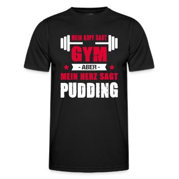 Mein Kopf Sagt Gym Mein Herz Sagt Pudding Cheatday - Männer Funktions-T-Shirt - Schwarz - Vorne - AI Model Male 178 dark (178cm)