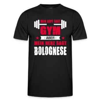 Mein Kopf Sagt Gym Aber Mein Herz Sagt Bolognese - Männer Funktions-T-Shirt - Schwarz - Vorne - AI Model Male 178 dark (178cm)