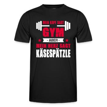 Mein Kopf Sagt Gym Aber Mein Herz Sagt Käsespätzle - Männer Funktions-T-Shirt - Schwarz - Vorne - AI Model Male 178 dark (178cm)