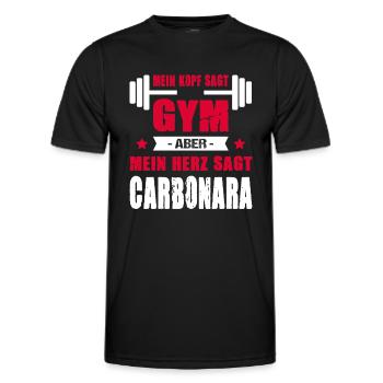 Mein Kopf Sagt Gym Aber Mein Herz Sagt Carbonara - Männer Funktions-T-Shirt - Schwarz - Vorne - AI Model Male 178 dark (178cm)