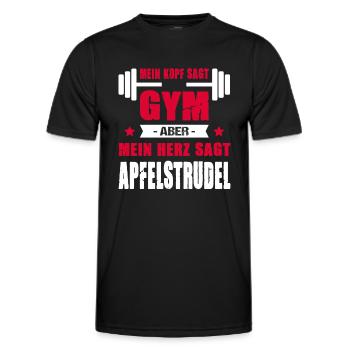 Mein Kopf Sagt Gym Mein Herz Sagt Apfelstrudel - Männer Funktions-T-Shirt - Schwarz - Vorne - AI Model Male 178 dark (178cm)