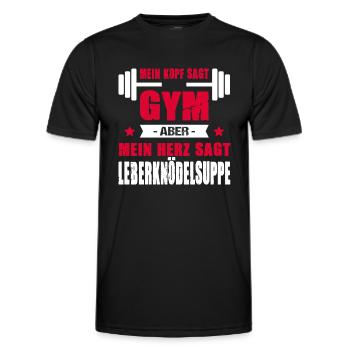 Kopf Sagt Gym Aber Mein Herz Sagt Leberknödelsuppe - Männer Funktions-T-Shirt - Schwarz - Vorne - AI Model Male 178 dark (178cm)