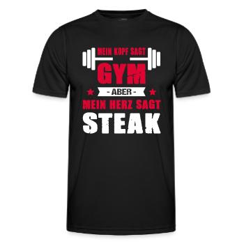 Mein Kopf Sagt Gym Mein Herz Sagt Steak - Männer Funktions-T-Shirt - Schwarz - Vorne - AI Model Male 178 dark (178cm)
