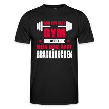Mein Kopf Sagt Gym Mein Herz Sagt Brathähnchen - Männer Funktions-T-Shirt - Schwarz - Vorne - AI Model Male 178 dark (178cm)