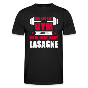 Mein Kopf Sagt Gym Mein Herz Sagt Lasagne Cheatday - Männer Funktions-T-Shirt - Schwarz - Vorne - AI Model Male 178 dark (178cm)
