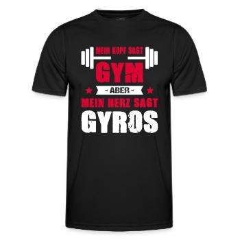 Mein Kopf Sagt Gym Mein Herz Sagt Gyros Cheatday - Männer Funktions-T-Shirt - Schwarz - Vorne - AI Model Male 178 dark (178cm)