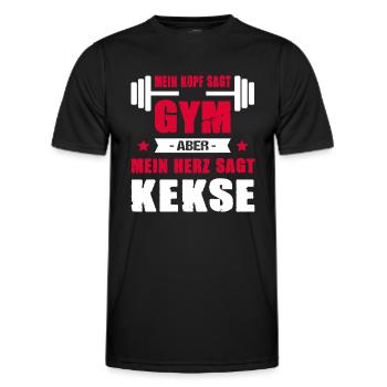Mein Kopf Sagt Gym Mein Herz Sagt Kekse Cheatday - Männer Funktions-T-Shirt - Schwarz - Vorne - AI Model Male 178 dark (178cm)