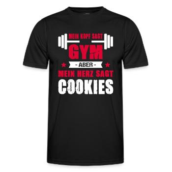 Mein Kopf Sagt Gym Mein Herz Sagt Cookies Cheatday - Männer Funktions-T-Shirt - Schwarz - Vorne - AI Model Male 178 dark (178cm)