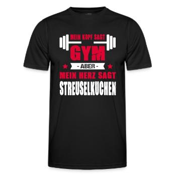 Kopf Sagt Gym Aber Mein Herz Sagt Streuselkuchen - Männer Funktions-T-Shirt - Schwarz - Vorne - AI Model Male 178 dark (178cm)