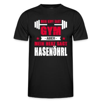 Mein Kopf Sagt Gym Aber Mein Herz Sagt Hasenöhrl - Männer Funktions-T-Shirt - Schwarz - Vorne - AI Model Male 178 dark (178cm)
