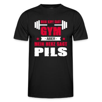 Mein Kopf Sagt Gym Aber Mein Herz Sagt Pils Bier - Männer Funktions-T-Shirt - Schwarz - Vorne - AI Model Male 178 dark (178cm)