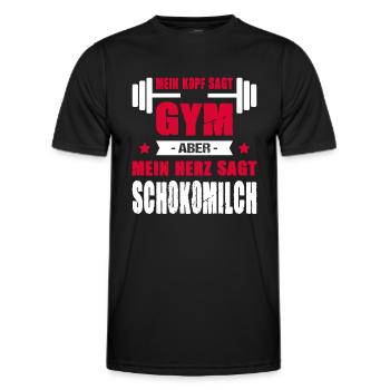 Mein Kopf Sagt Gym Aber Mein Herz Sagt Schokomilch - Männer Funktions-T-Shirt - Schwarz - Vorne - AI Model Male 178 dark (178cm)