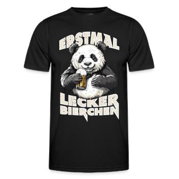 Lecker Bierchen X Panda mit Bier lustiges - Männer Funktions-T-Shirt - Schwarz - Vorne - AI Model Male 178 dark (178cm)