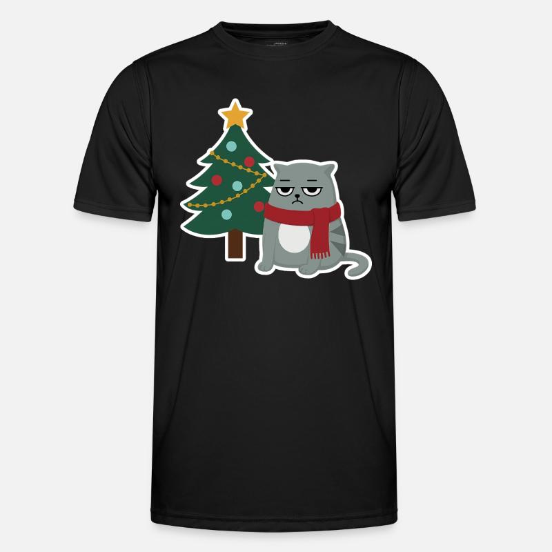 Cat Grumpy Christmas - Men's Functional T-Shirt - black