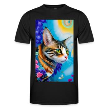 Merveilleux chat domestique à poil court - T-shirt sport Homme - noir - Devant - AI Model Male 178 dark (178cm)